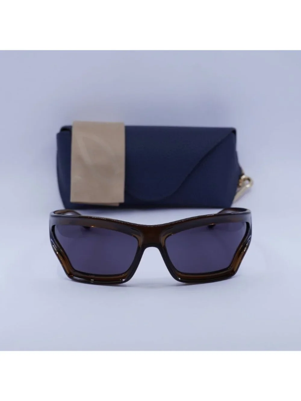 Loewe LW40143U 47A Shield Sunglasses – Brown / Grey